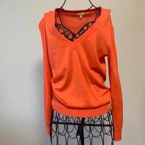 JCrew peach v neck sweater